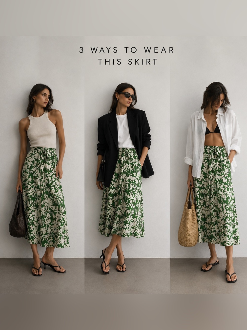 Ann Taylor Green and White Floral Maxi Skirt